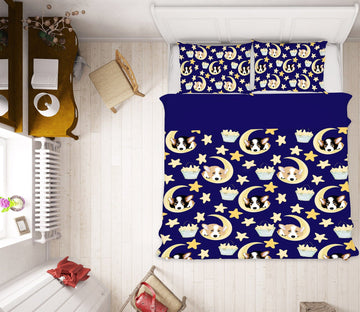 3D Puppy Moon 187 Uta Naumann Bedding Bed Pillowcases Quilt Quiet Covers AJ Creativity Home 