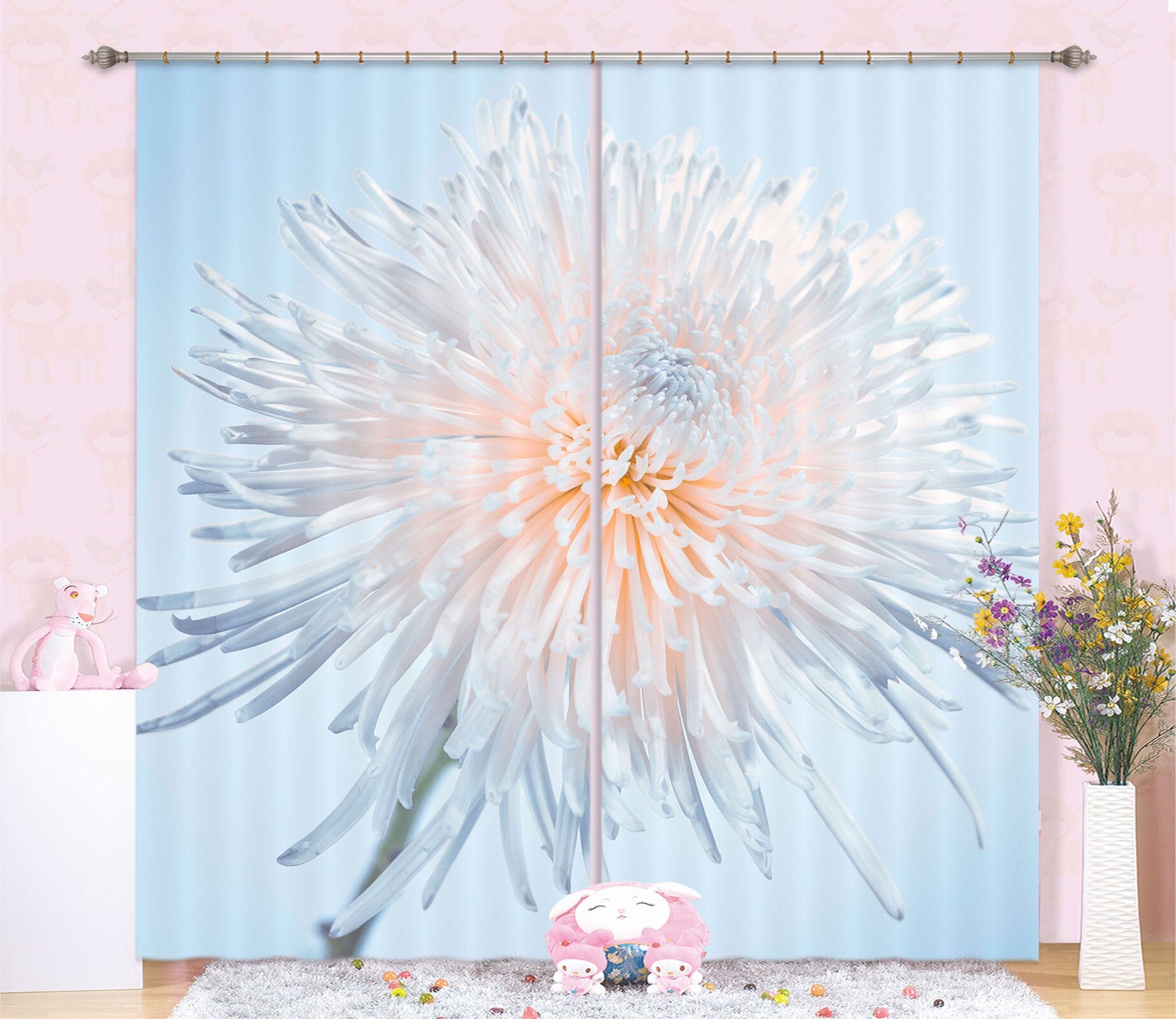 3D Beautiful Flowers 212 Assaf Frank Curtain Curtains Drapes Curtains AJ Creativity Home 