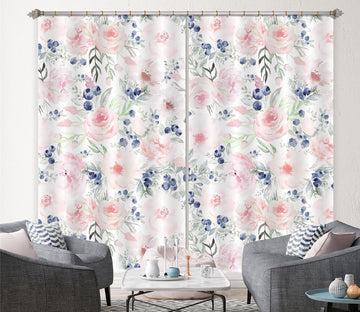 3D Blueberry Flower 239 Uta Naumann Curtain Curtains Drapes