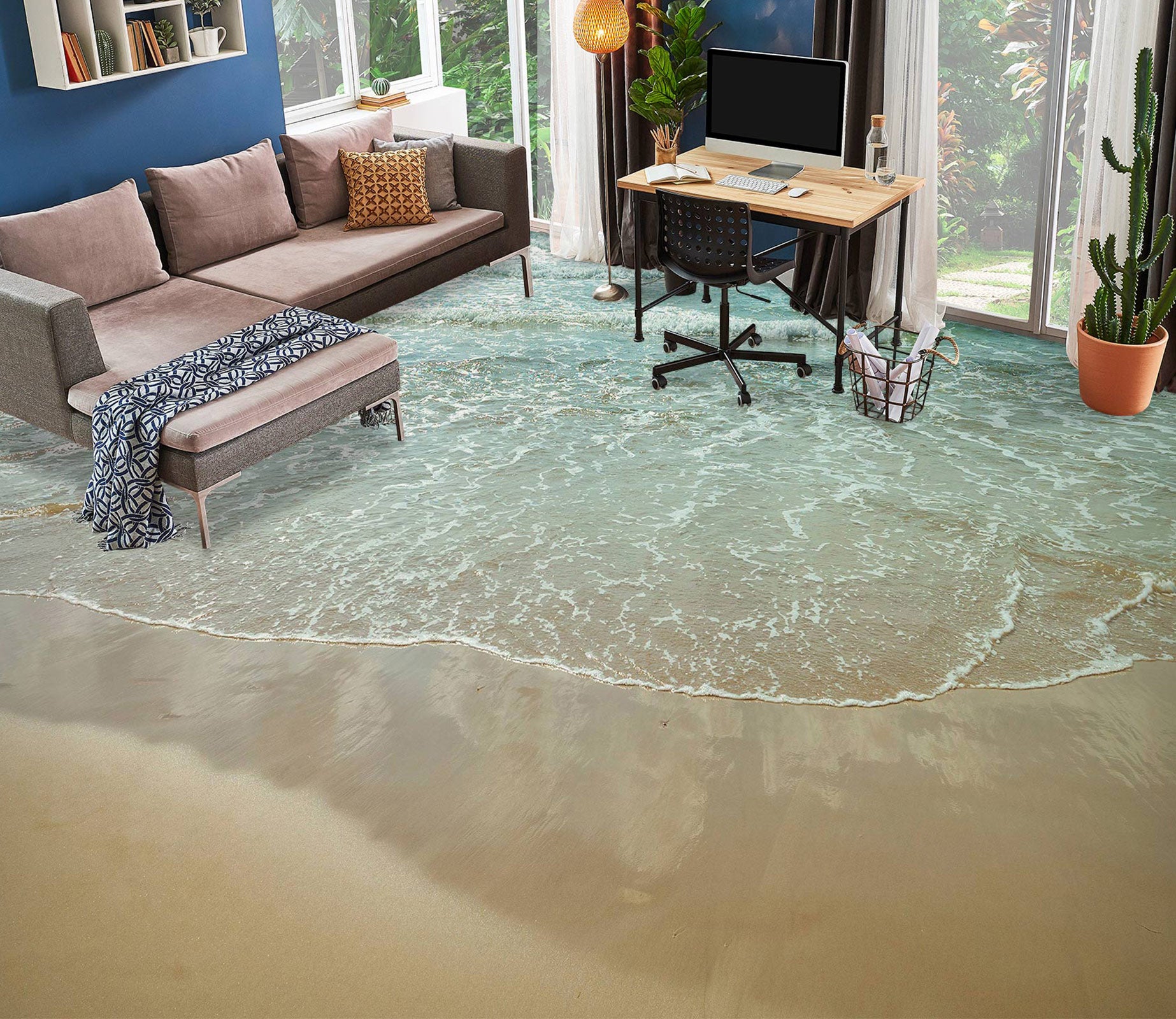 3D Seaside Beach 9847 Assaf Frank Floor Mural