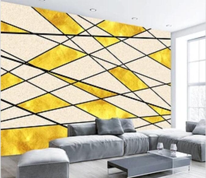3D Golden Geometry 2270 Wall Murals Wallpaper AJ Wallpaper 2 