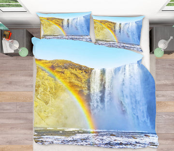 3D Waterfall Rainbow 15151 Bed Pillowcases Quilt