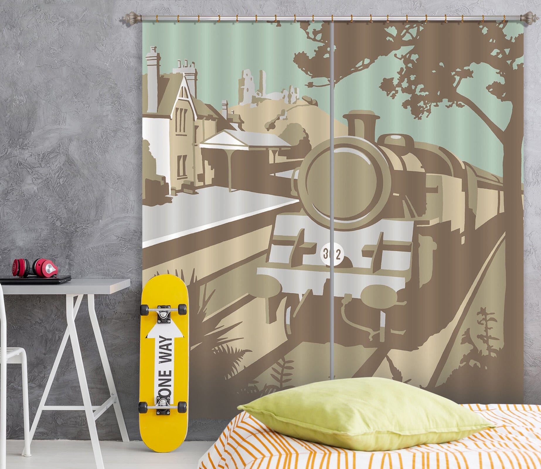 3D Swanage Railway 162 Steve Read Curtain Curtains Drapes Curtains AJ Creativity Home 