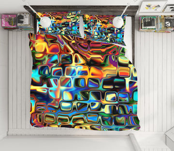 3D Multicolored Glass 13160 Bed Pillowcases Quilt