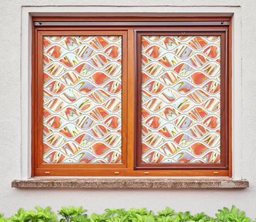 3D Fish Pattern 203 Window Film Print Sticker Cling Stained Glass UV Block