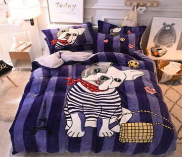 3D Cartoon Bulldog 14010 Bed Pillowcases Quilt