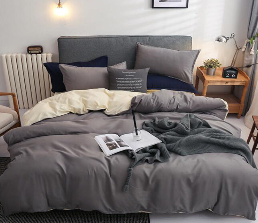 3D Creamy-White Dark Gray 12118 Bed Pillowcases Quilt