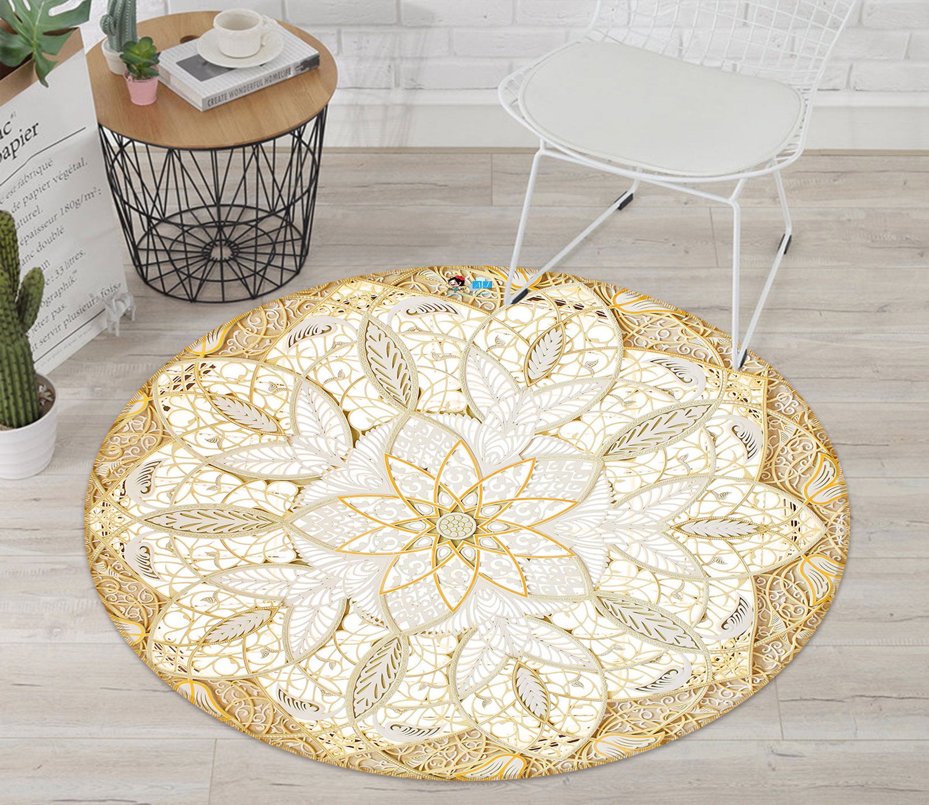3D Ceiling Pattern 72147 Round Non Slip Rug Mat