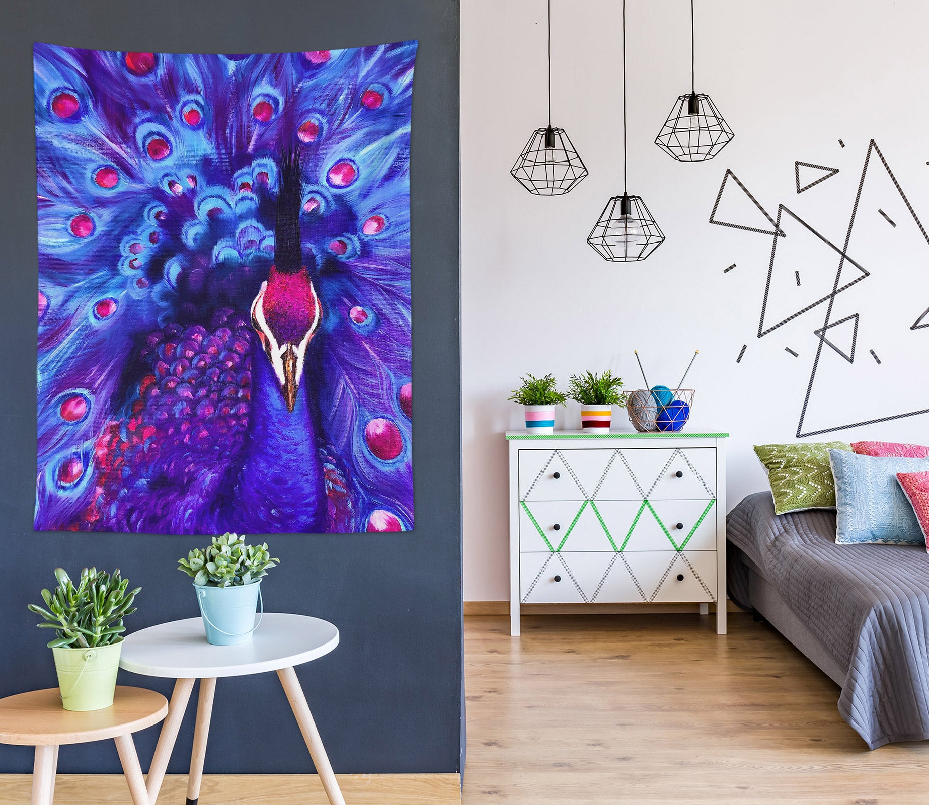 3D Blue Peacock 3491 Skromova Marina Tapestry Hanging Cloth Hang