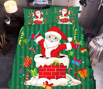 3D Santa Chimney 45223 Christmas Quilt Duvet Cover Xmas Bed Pillowcases