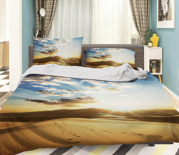 3D Desert Footprints 052 Bed Pillowcases Quilt