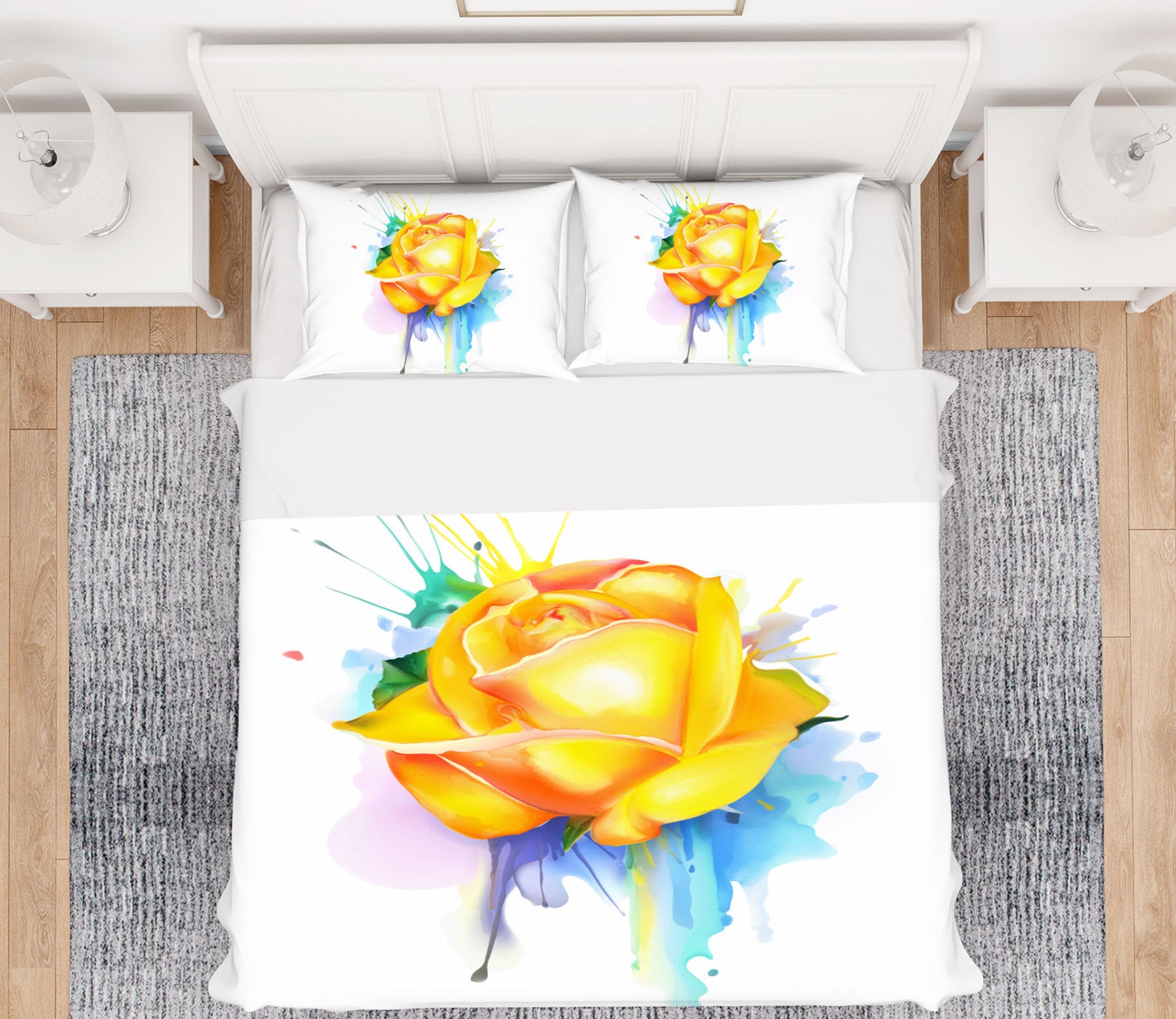 3D Yellow Flowers 58214 Bed Pillowcases Quilt