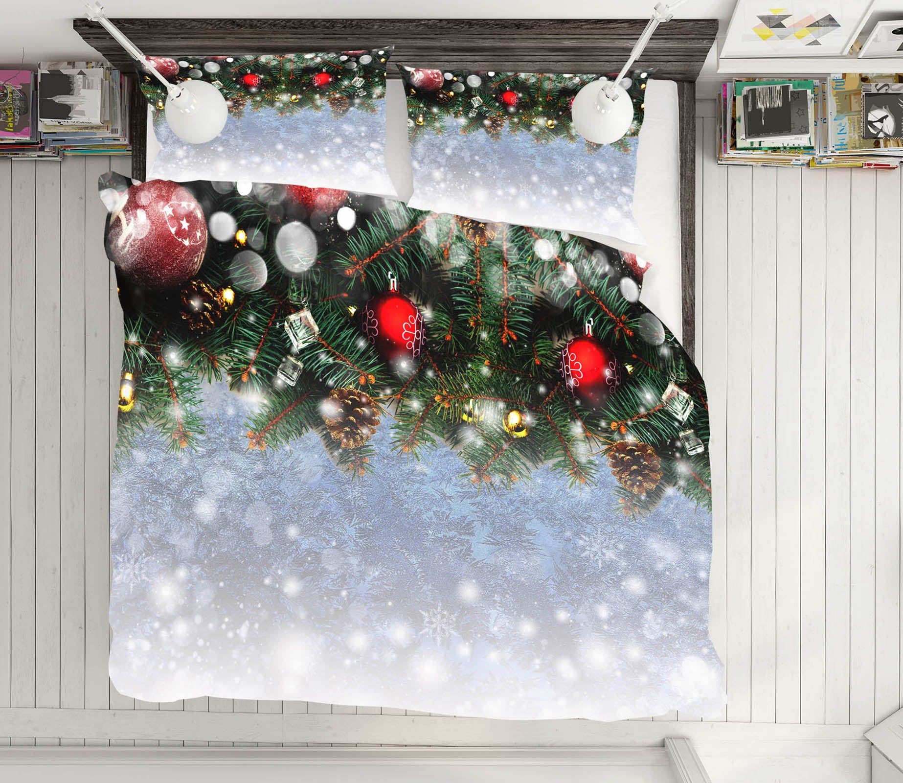 3D Snowflake Ball 51136 Christmas Quilt Duvet Cover Xmas Bed Pillowcases