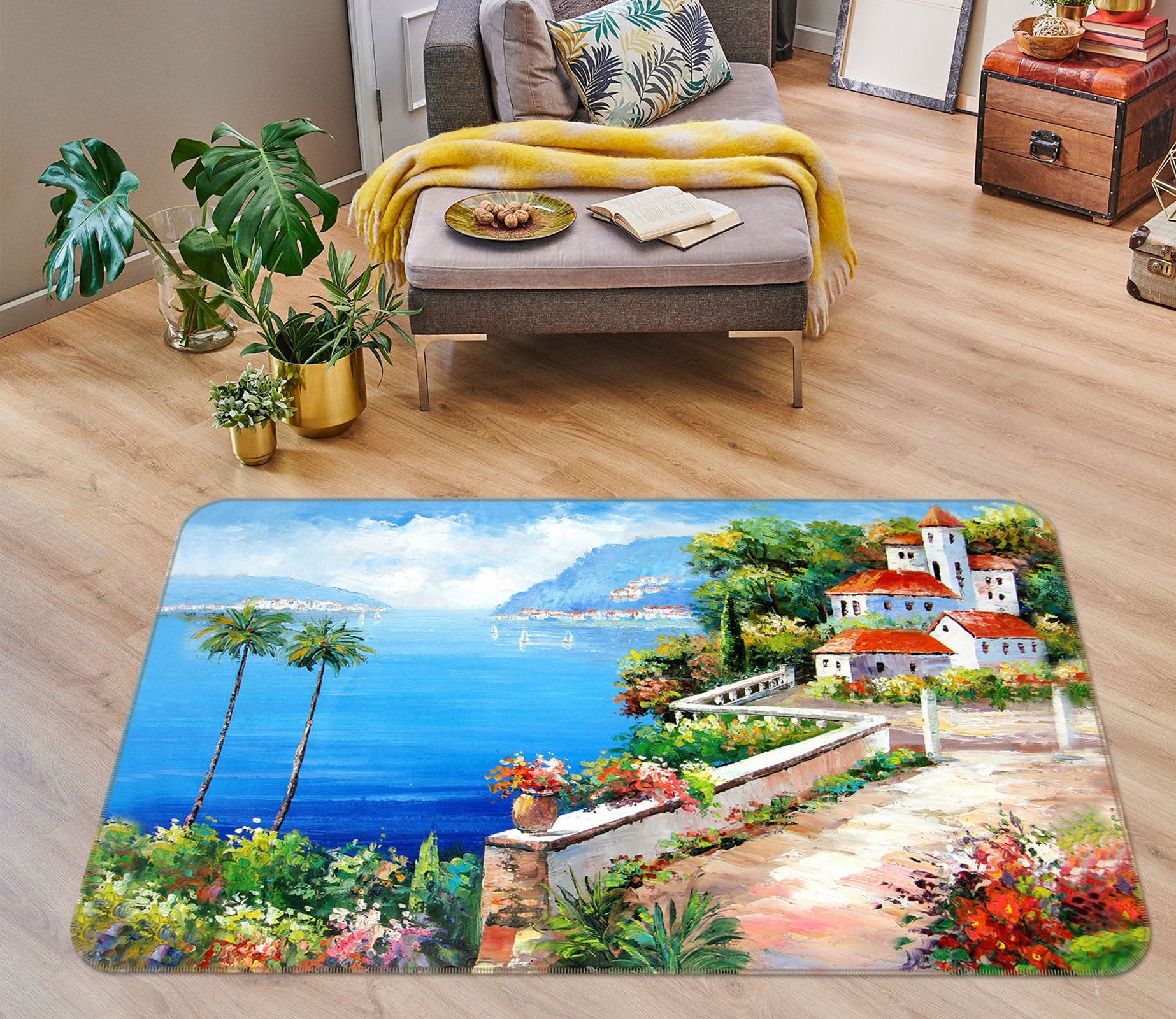 3D Sea Houses 33121 Non Slip Rug Mat