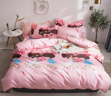 3D Cartoon Couple Kiss 2026 Bed Pillowcases Quilt