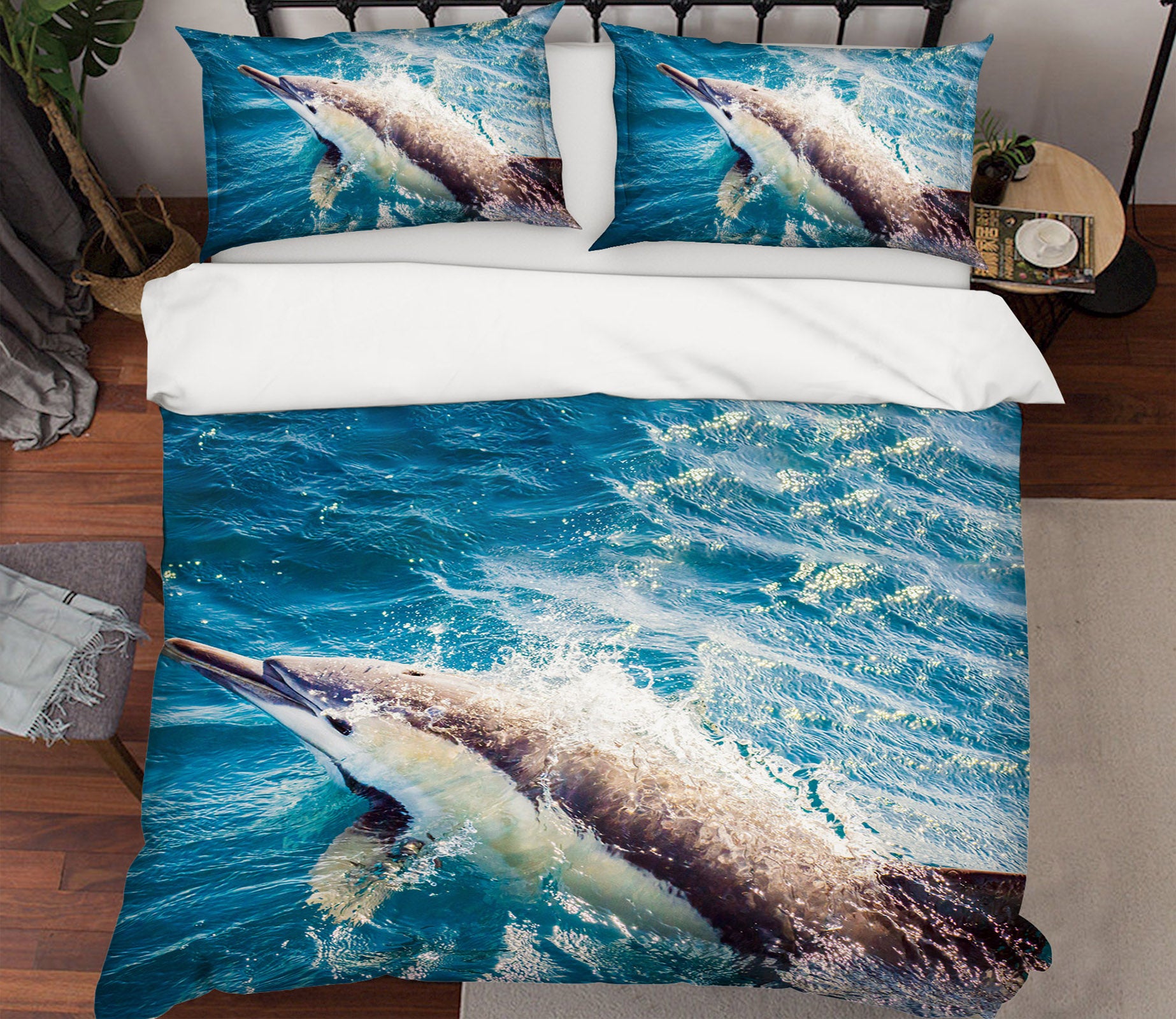 3D Jump Dolphin 21039 Bed Pillowcases Quilt