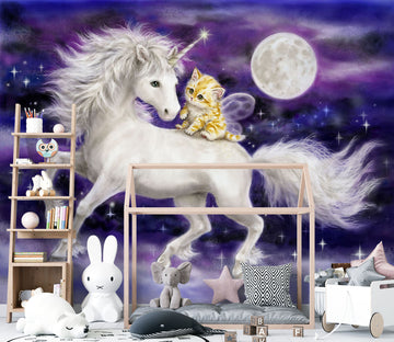 3D Unicorn Cat 5444 Kayomi Harai Wall Mural Wall Murals