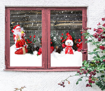 3D Snowman 43130 Christmas Window Film Print Sticker Cling Stained Glass Xmas