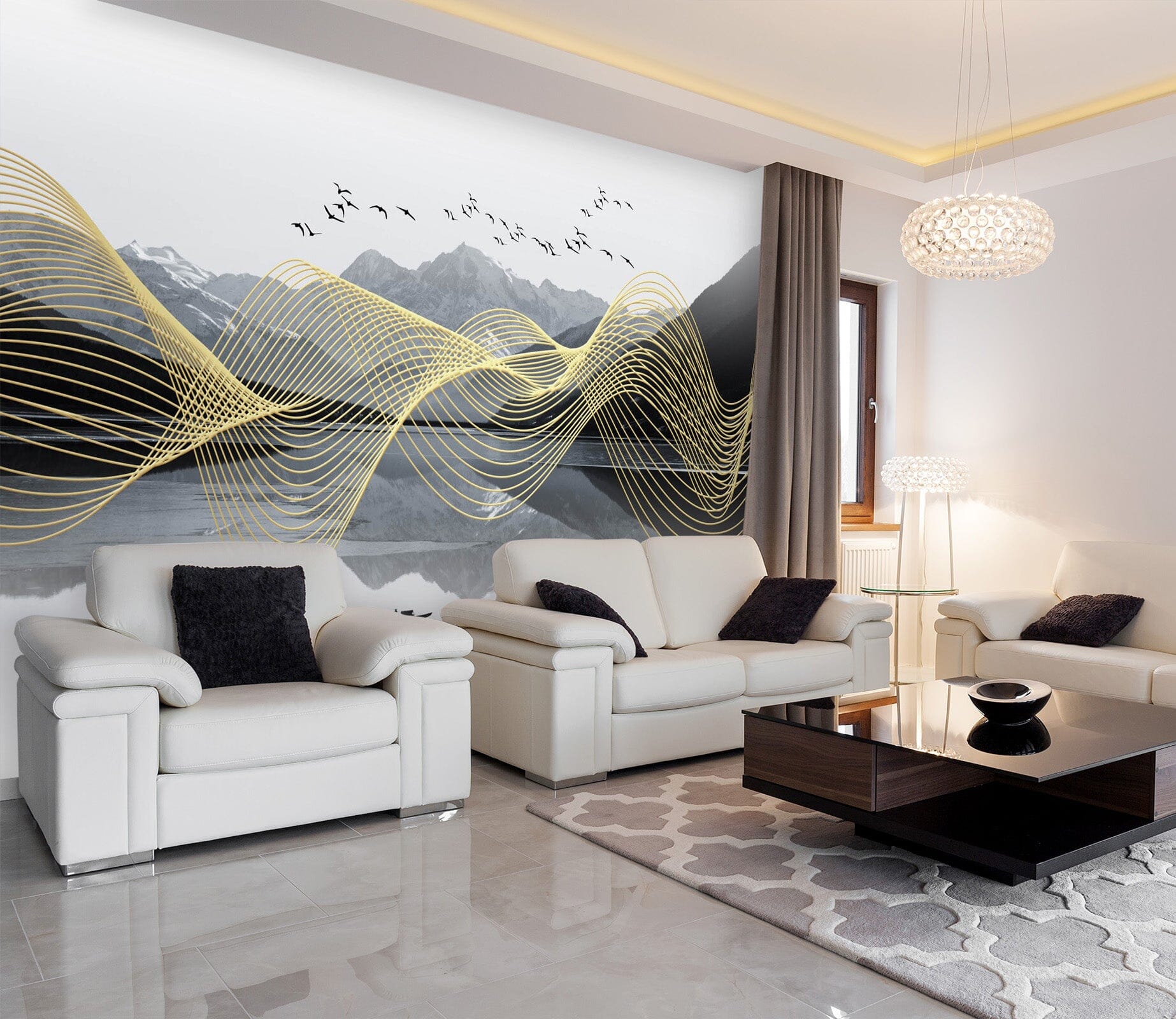 3D Golden Wave 1402 Wall Murals Wallpaper AJ Wallpaper 2 