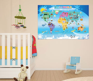 3D Color Clouds 245 World Map Wall Sticker Wallpaper AJ Wallpaper 2 