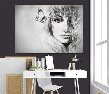 3D Sketch Woman 1007 Wall Sticker