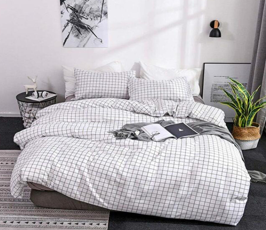 3D White Small Grid 5082 Bed Pillowcases Quilt