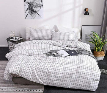 3D White Small Grid 5082 Bed Pillowcases Quilt