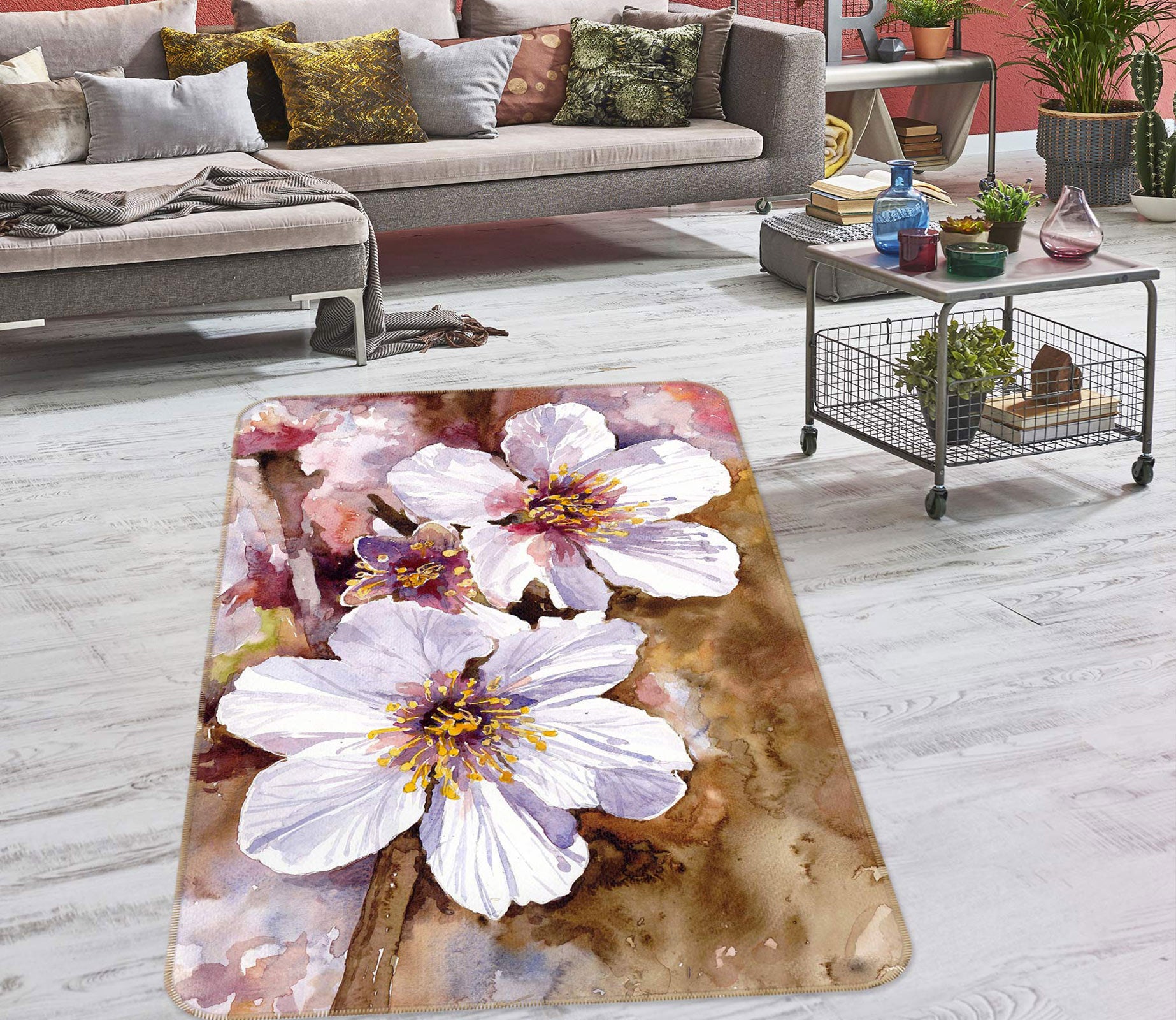 3D Flowers 27016 Non Slip Rug Mat