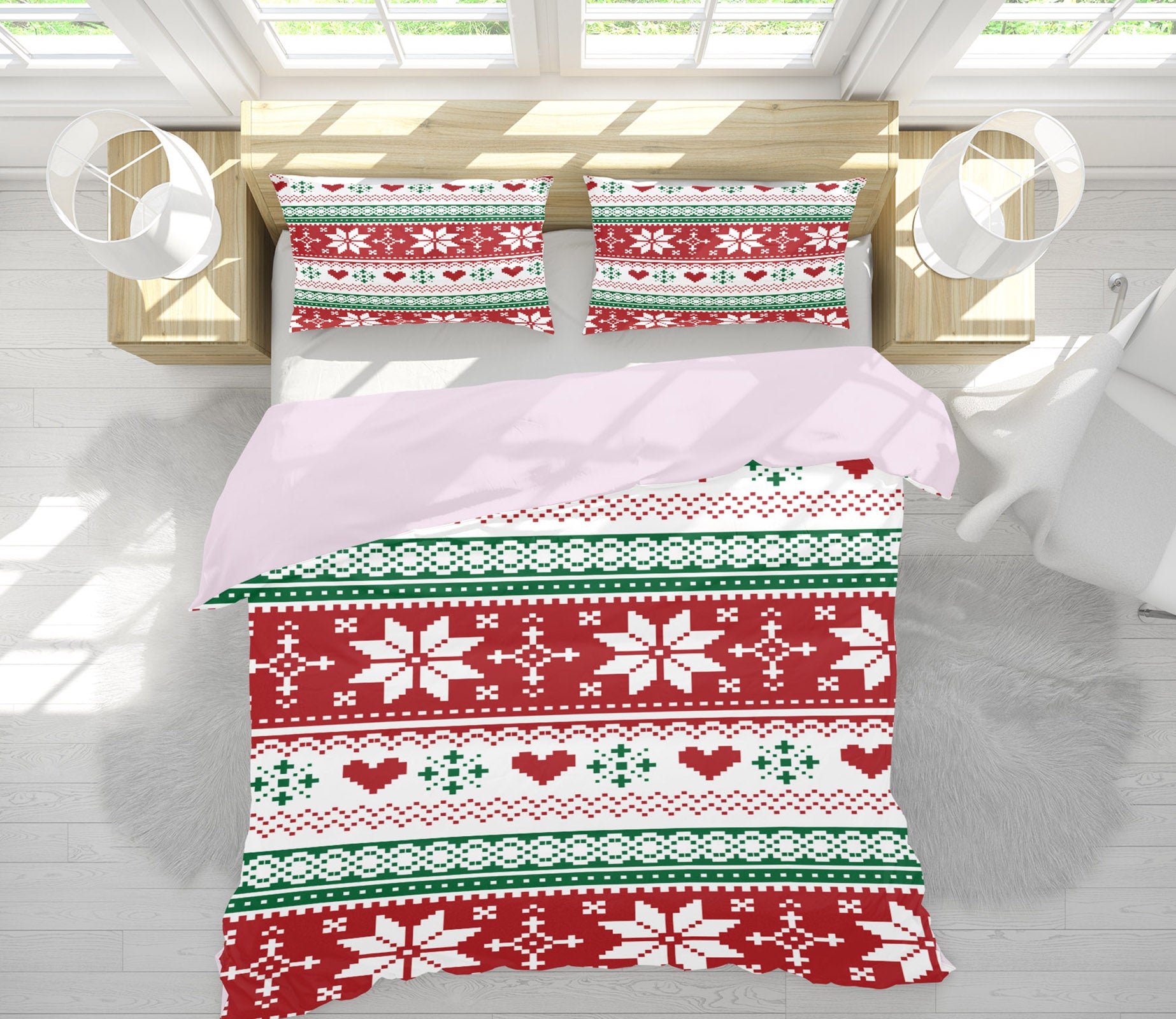 3D Snowflake Pattern 51153 Christmas Quilt Duvet Cover Xmas Bed Pillowcases