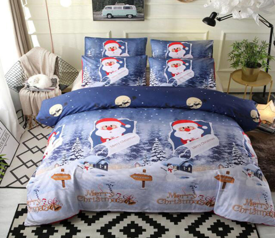 3D Santa Claus Snow 2174 Bed Pillowcases Quilt