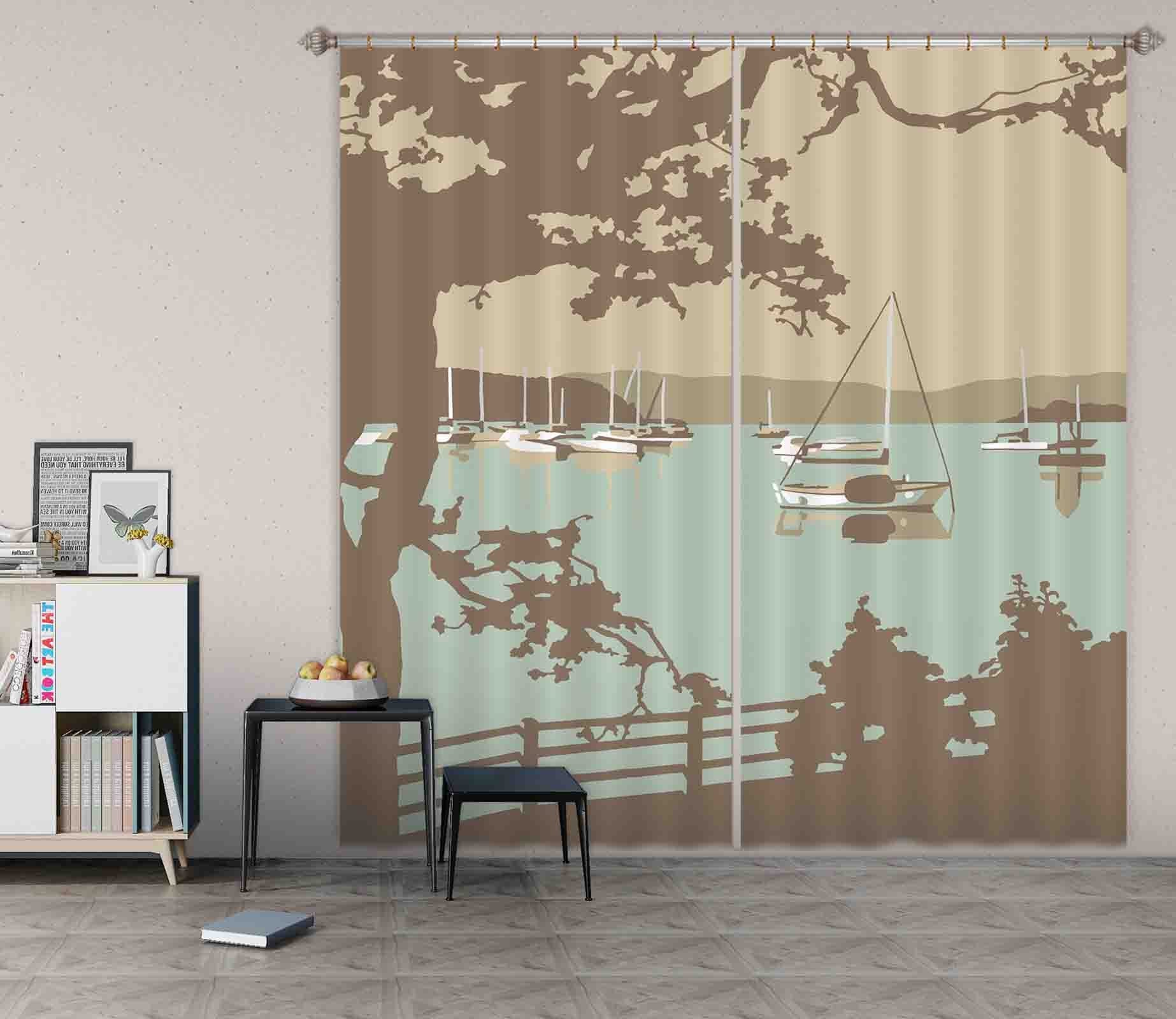 3D Poole Harbour View 134 Steve Read Curtain Curtains Drapes Curtains AJ Creativity Home 