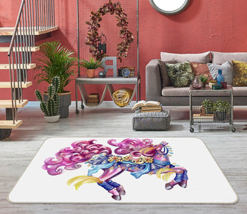 3D Curly Unicorn 3011 Rose Catherine Khan Rug Non Slip Rug Mat Mat AJ Creativity Home 