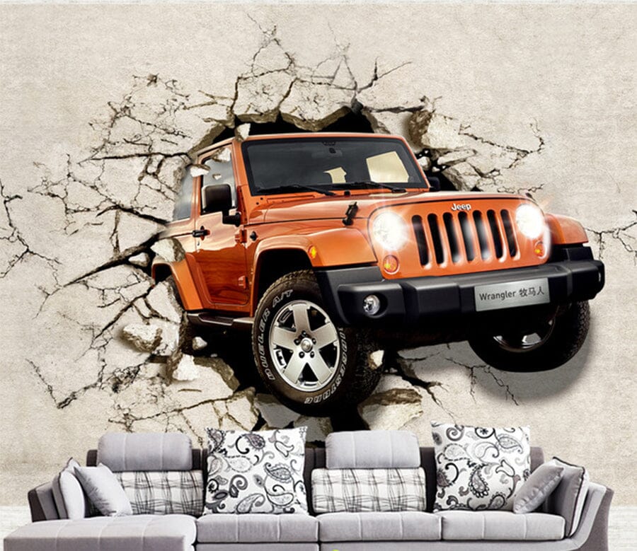 3D Yellow Truck WC015 Wall Murals Wallpaper AJ Wallpaper 2 