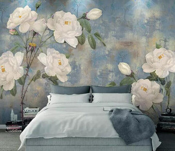 3D White Flowers 1521 Wall Murals Wallpaper AJ Wallpaper 2 