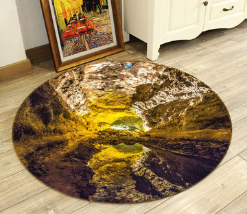 3D Grotto Water 69220 Round Non Slip Rug Mat