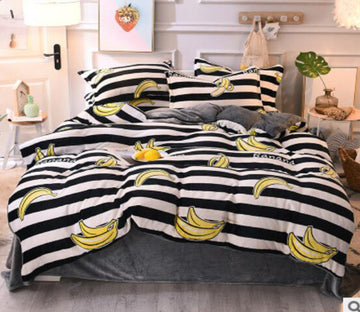 3D Black And White Bars Banana 14006 Bed Pillowcases Quilt