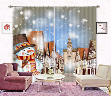 3D Snowflake Clock Tower 60 Curtains Drapes Curtains AJ Creativity Home 