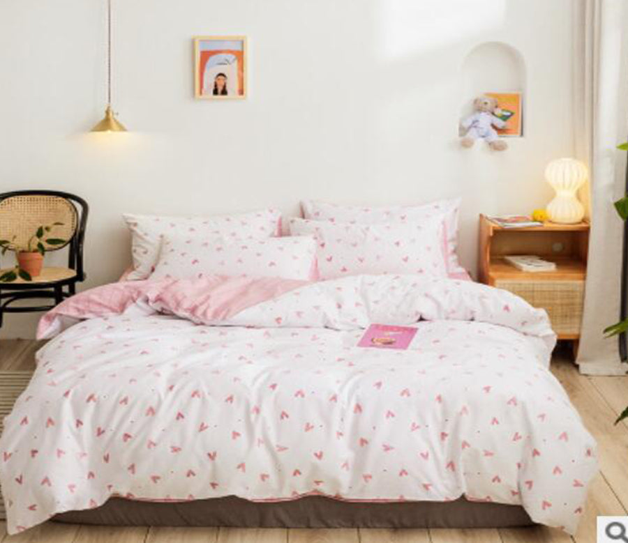 3D Pink Love 17050 Bed Pillowcases Quilt