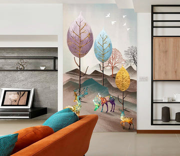 3D Purple Fawn WC850 Wall Murals