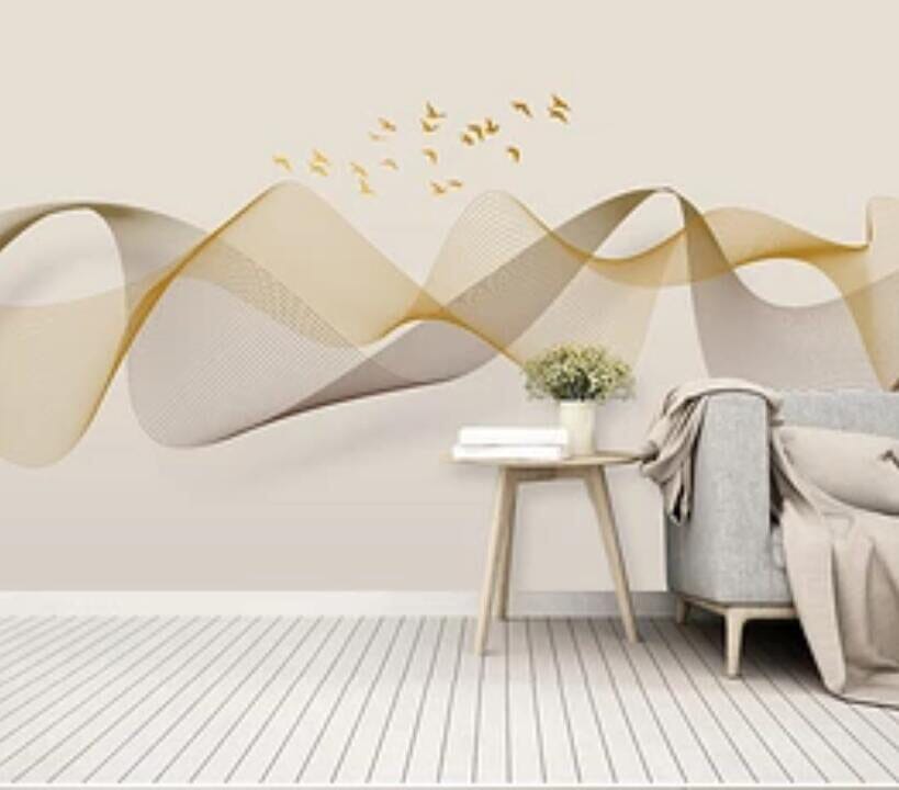 3D Golden Wave 2554 Wall Murals Wallpaper AJ Wallpaper 2 