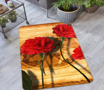 3D Red Flowers 76052 Non Slip Rug Mat