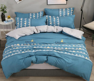 3D Blue Triangle Strip 13072 Bed Pillowcases Quilt