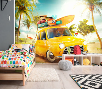 3D Forest Luggage Cart 319 Vehicle Wall Murals