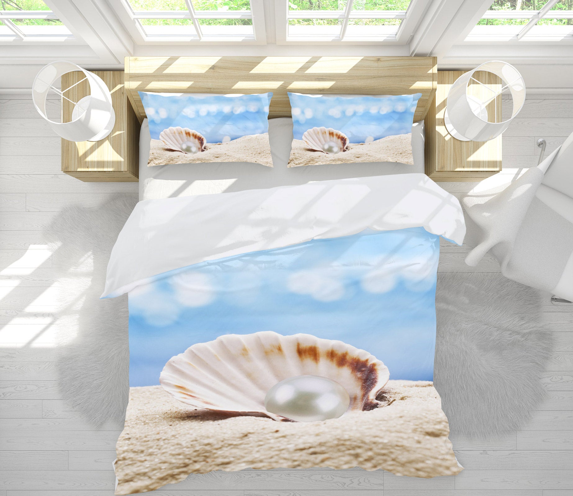 3D Shell Pearl 12197 Bed Pillowcases Quilt