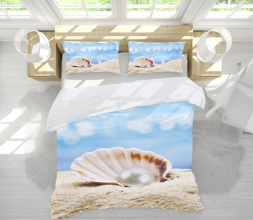 3D Shell Pearl 12197 Bed Pillowcases Quilt