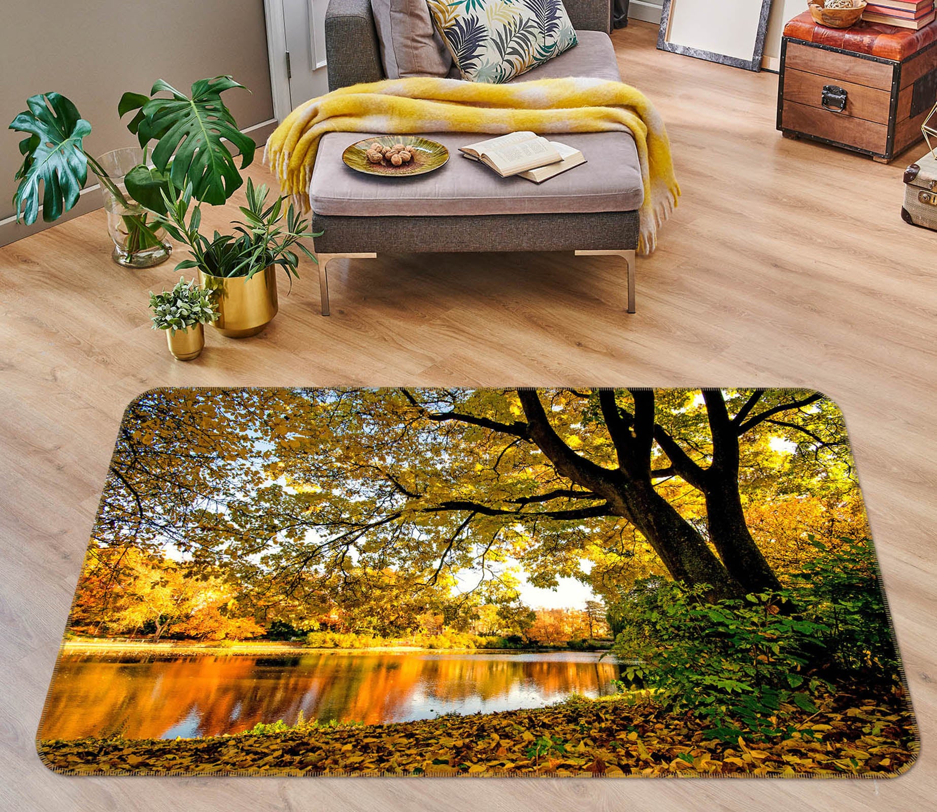 3D Lakeside Tree 29214 Non Slip Rug Mat