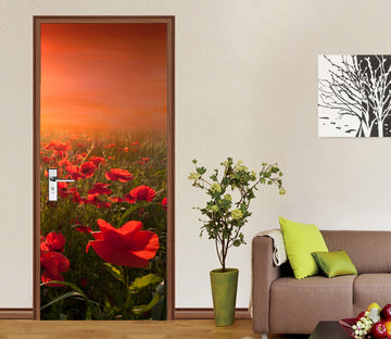 3D Red Flowers Clump 11549 Marco Carmassi Door Mural