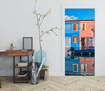 3D Water Shadow Colorful Houses 12227 Marco Carmassi Door Mural