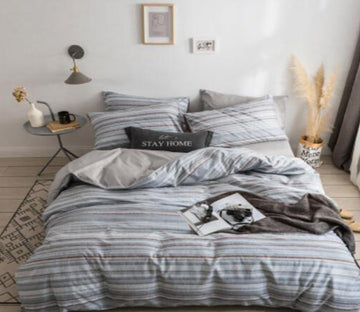 3D Grey Stripes 15075 Bed Pillowcases Quilt