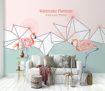 3D Pink Flamingo WG202 Wall Murals Wallpaper AJ Wallpaper 2 